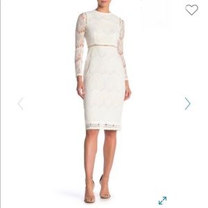 Long Sleeve White Lace Midi Dress